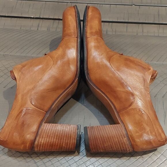 Free Lance Tan Leather Laceless Heeled Oxford Sz 38 - Picture 5 of 12